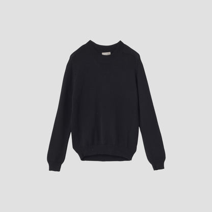 LINEN  WOOL HAND FRAME SADDLE CREW KNIT