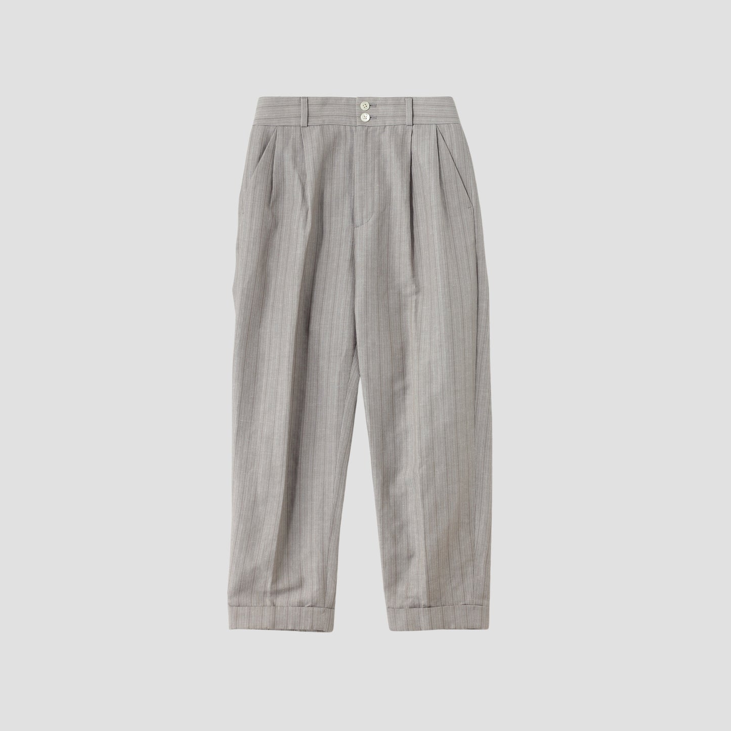 MORNING STRIPE COTTON LINEN TROUSERS
