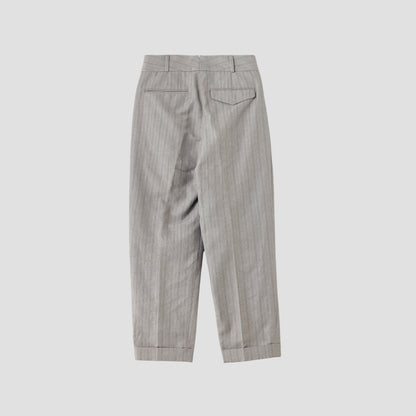 MORNING STRIPE COTTON LINEN TROUSERS