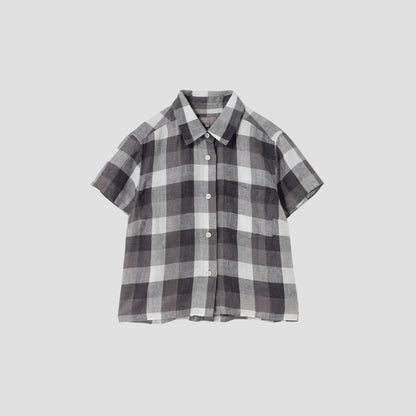 BLOCK CHECK LINEN SHIRT