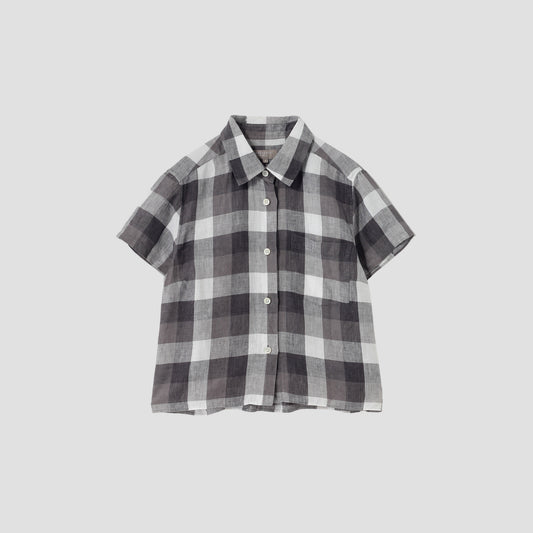 BLOCK CHECK LINEN SHIRT