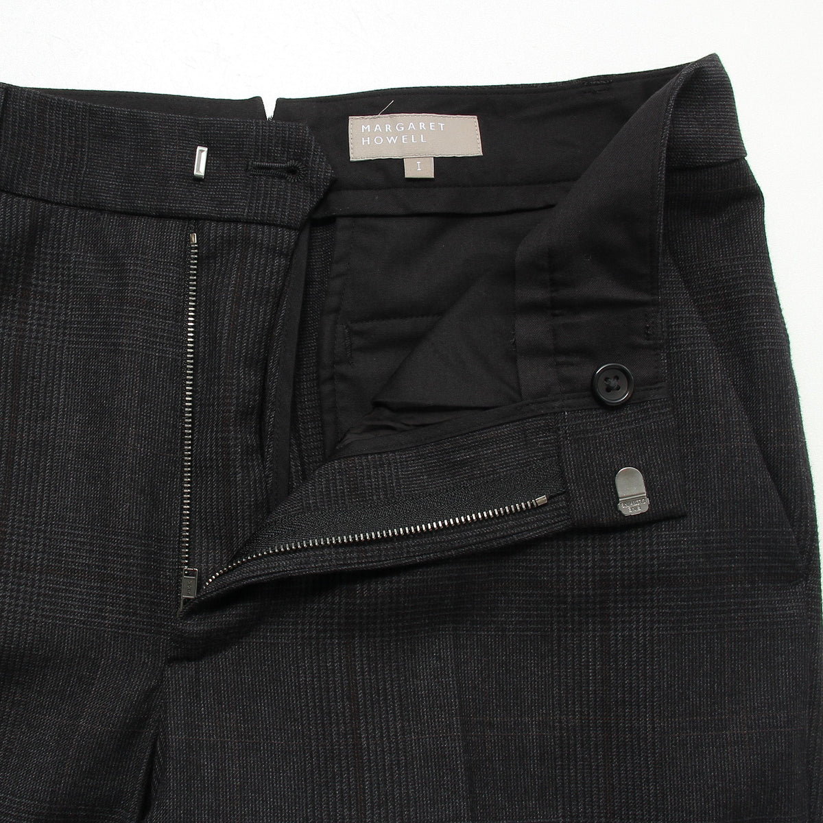 LARGE CHECK WOOL COTTON TROUSERS