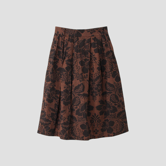 DAMASK COTTON LINEN TWILL SKIRT