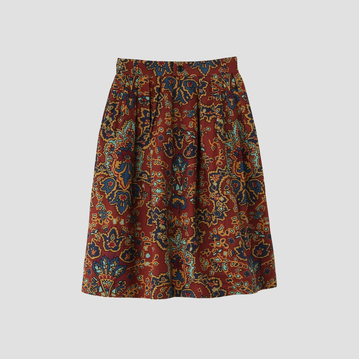 PAISLEY COTTON LINEN TWILL SKIRT