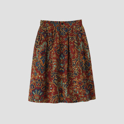 PAISLEY COTTON LINEN TWILL SKIRT