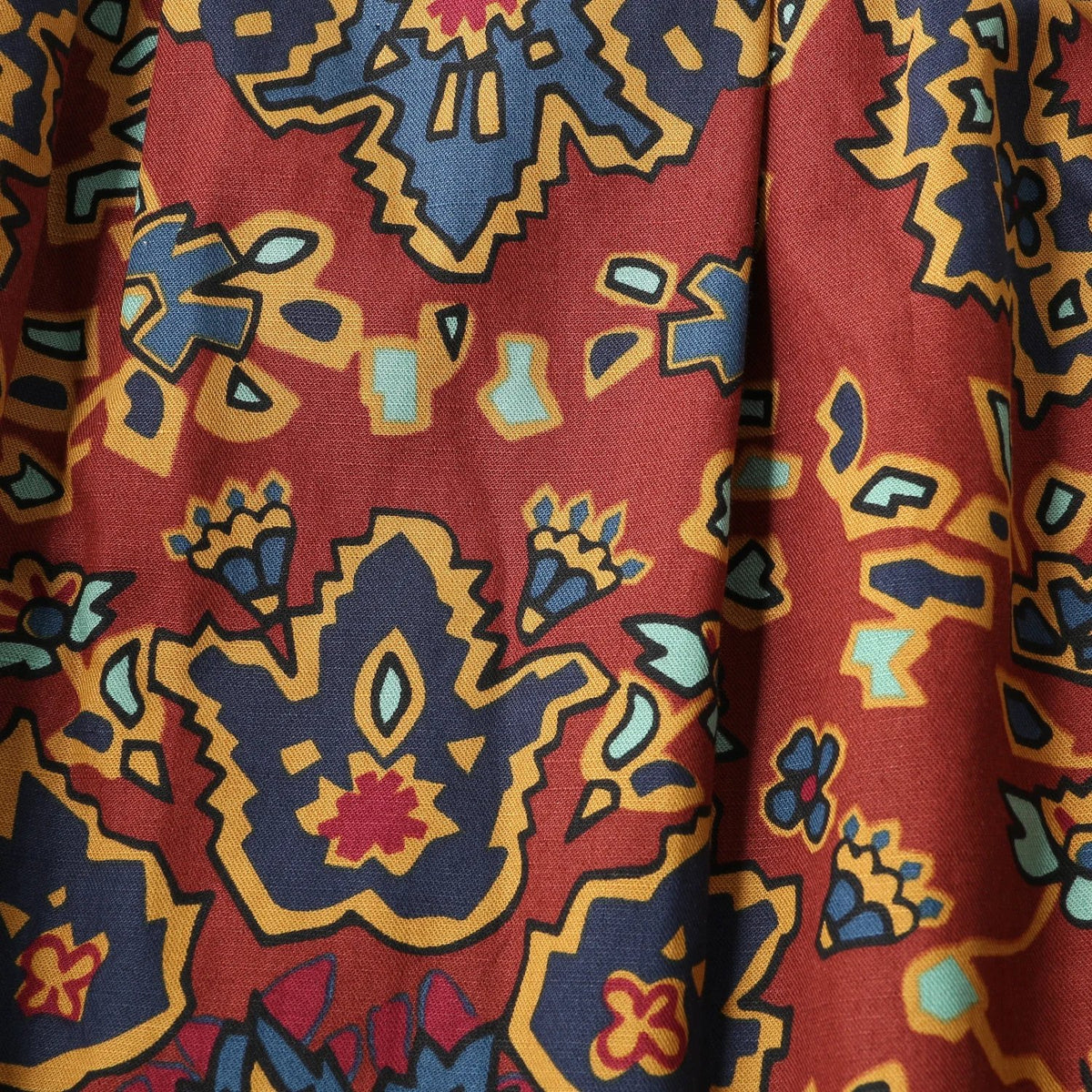 PAISLEY COTTON LINEN TWILL SKIRT