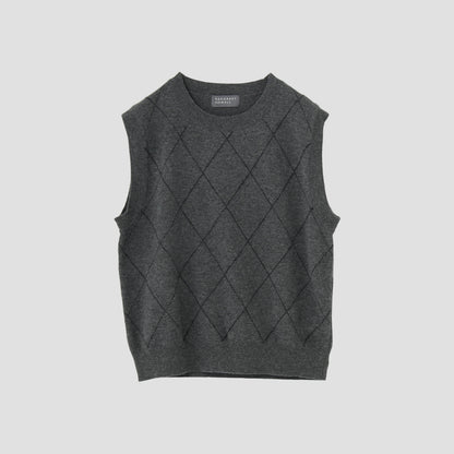 FINE WOOL GRAPHIC ARGYLE KNIT