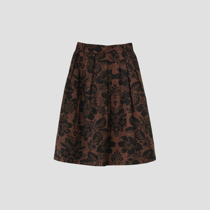 DAMASK COTTON LINEN TWILL SKIRT