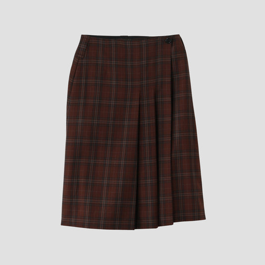 TONAL CHECK WOOL SKIRT