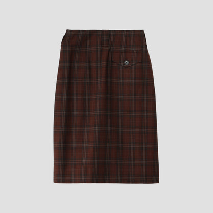 TONAL CHECK WOOL SKIRT