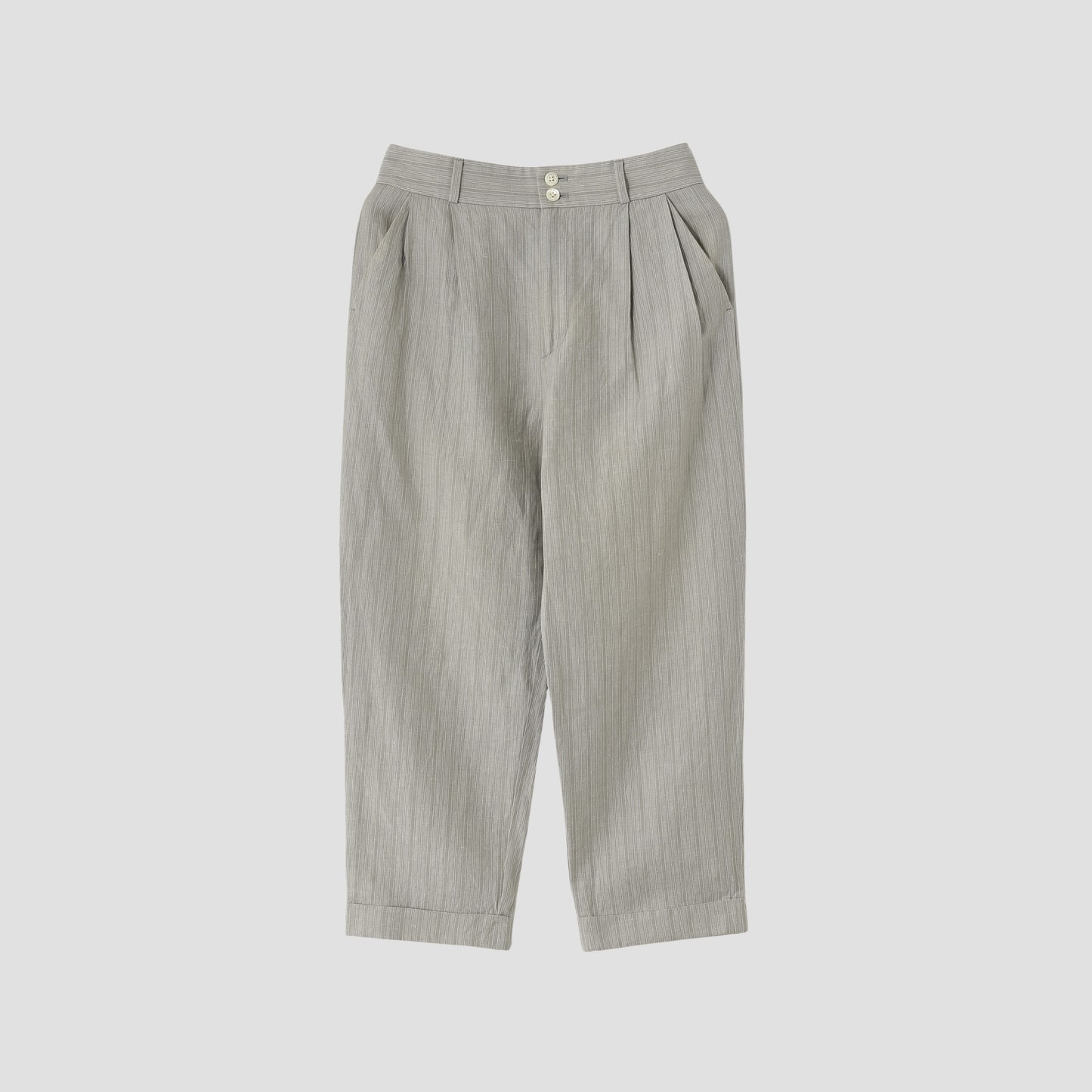 MORNING STRIPE COTTON LINEN TROUSERS