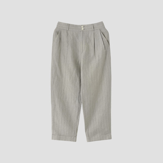 MORNING STRIPE COTTON LINEN TROUSERS