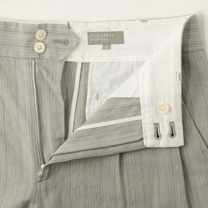 MORNING STRIPE COTTON LINEN TROUSERS