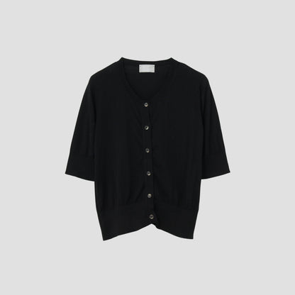 SEA ISLAND COTTON HIGH RIB CARDIGAN KNIT