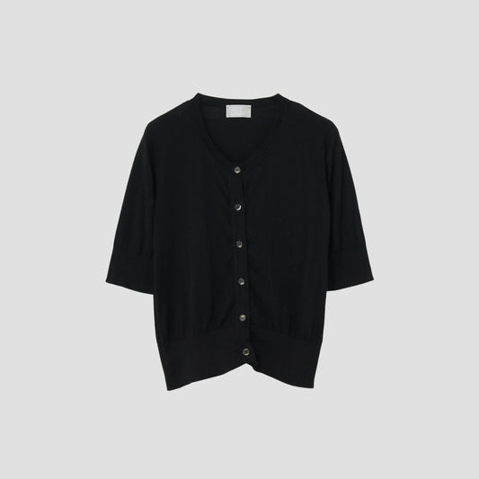 SEA ISLAND COTTON HIGH RIB CARDIGAN KNIT