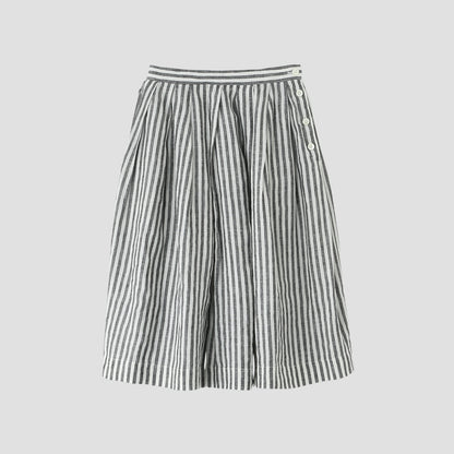 BLACK & WHITE SHIRTING LINEN SKIRT