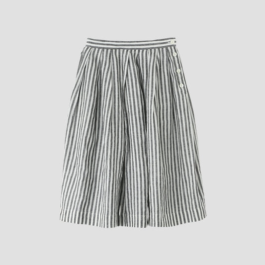 BLACK & WHITE SHIRTING LINEN SKIRT