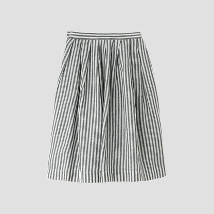 BLACK & WHITE SHIRTING LINEN SKIRT