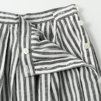 BLACK & WHITE SHIRTING LINEN SKIRT