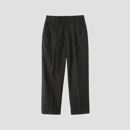 FINE CHECK WOOL TROUSERS