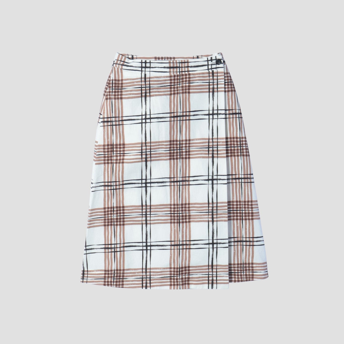 PAINTED CHECK COTTON LINEN SKIRT