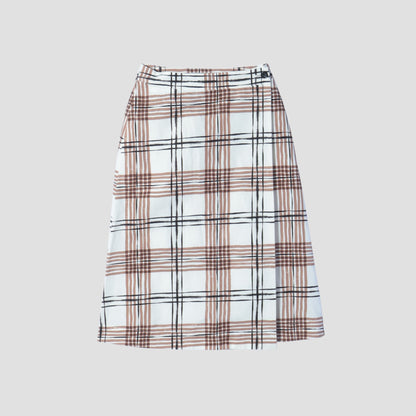 PAINTED CHECK COTTON LINEN SKIRT
