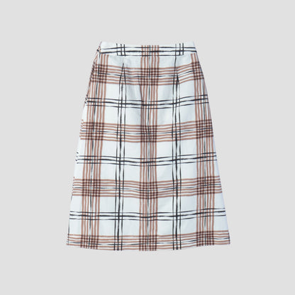 PAINTED CHECK COTTON LINEN SKIRT