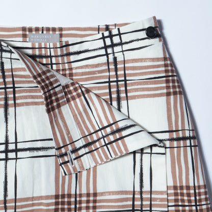 PAINTED CHECK COTTON LINEN SKIRT