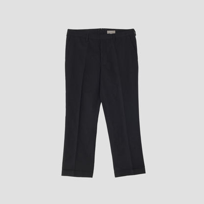 WOOL LINEN POPLIN TROUSERS