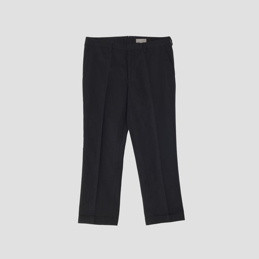 WOOL LINEN POPLIN TROUSERS