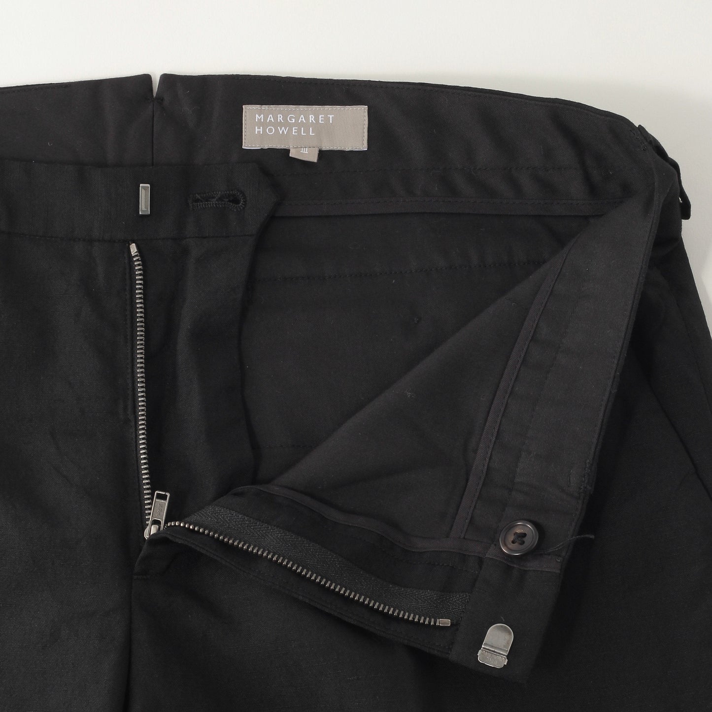 WOOL LINEN POPLIN TROUSERS