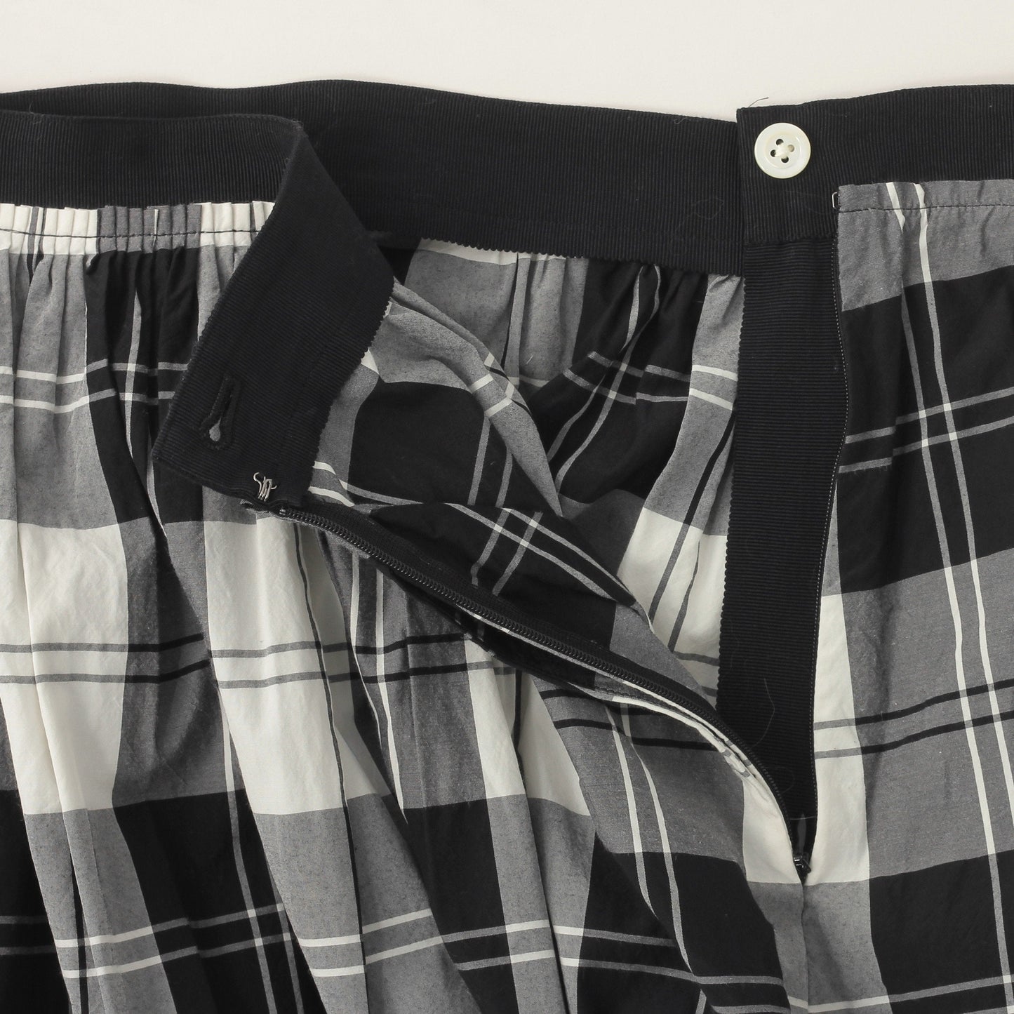MONO CHECK SILK COTTON SKIRT