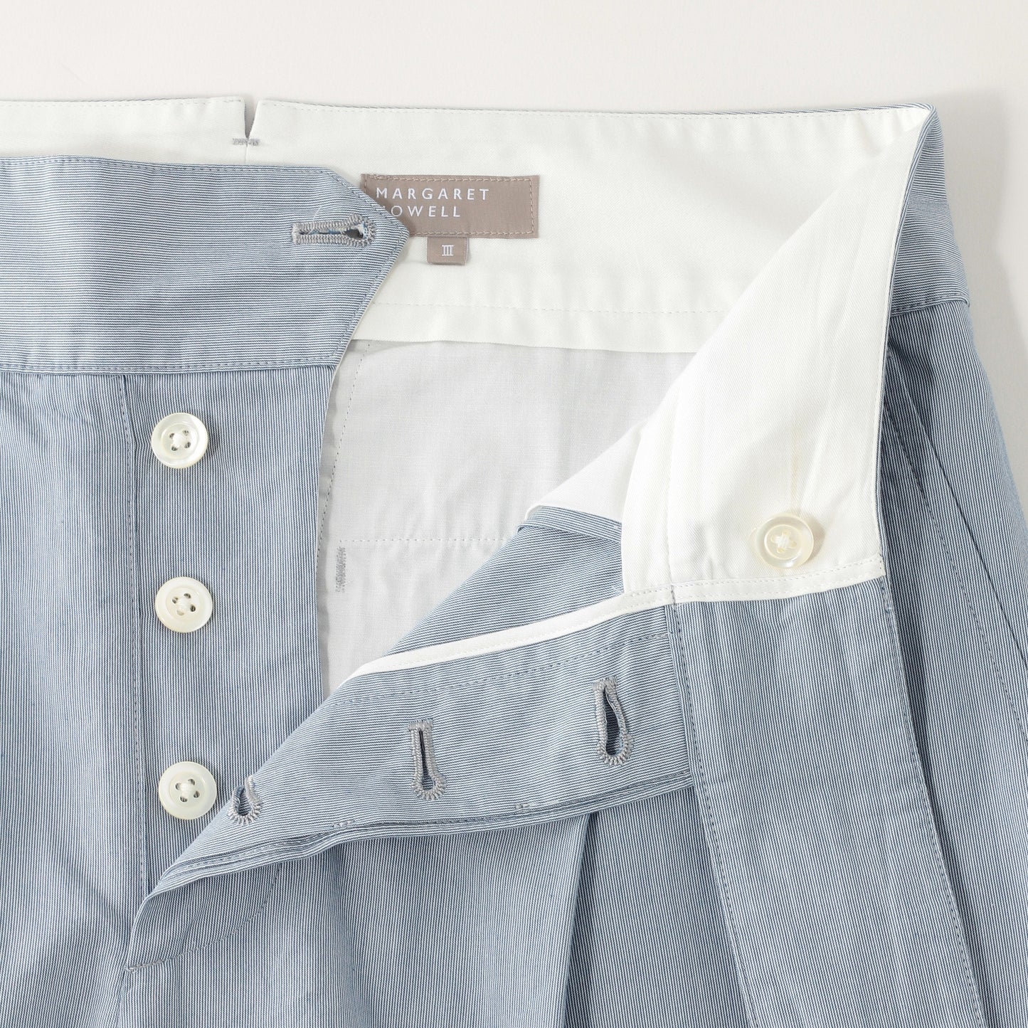 HAIRLINE STRIPE COTTON TROUSERS