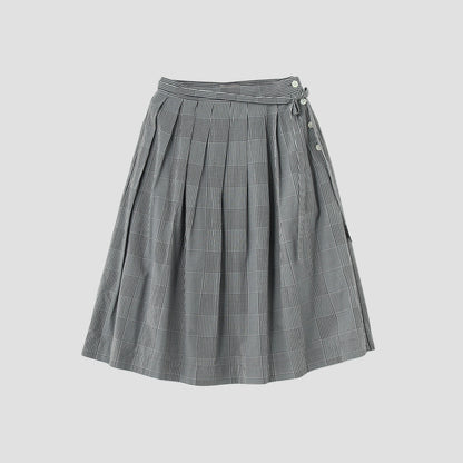 GINGHAM OVERCHECK COTTON SKIRT