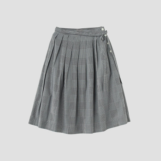 GINGHAM OVERCHECK COTTON SKIRT