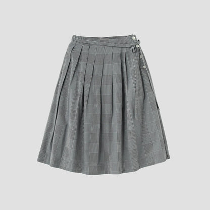 GINGHAM OVERCHECK COTTON SKIRT