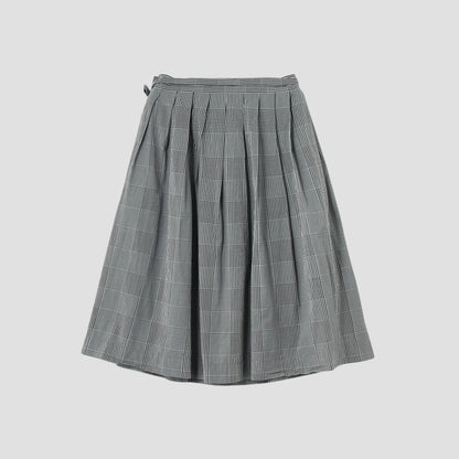 GINGHAM OVERCHECK COTTON SKIRT