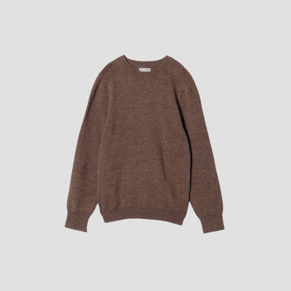 NATURAL SHETLAND DEEP CREW NECK KNIT