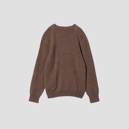 NATURAL SHETLAND DEEP CREW NECK KNIT