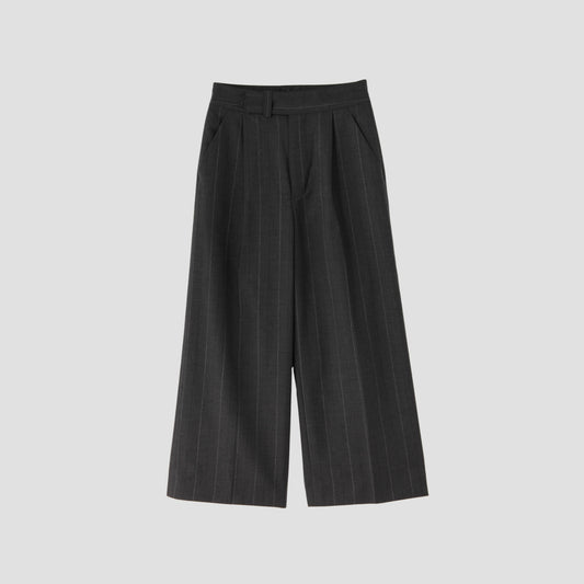 WIDE STRIPE FINE WOOL TROUSERS