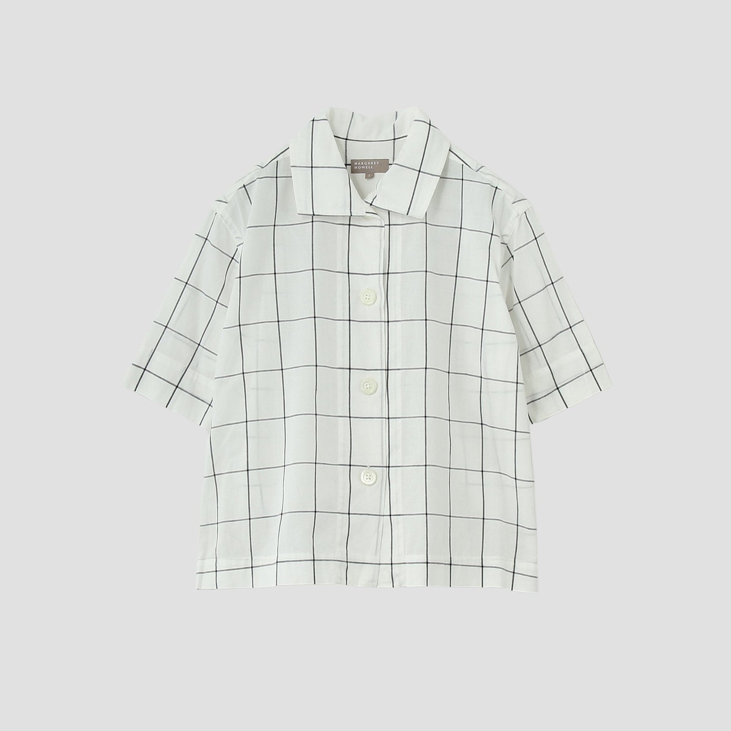 WINDOWPANE CHECK COTTON LINEN SHIRT