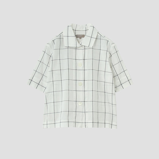 WINDOWPANE CHECK COTTON LINEN SHIRT