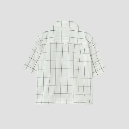 WINDOWPANE CHECK COTTON LINEN SHIRT