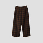 CHECK WOOL LINEN BLEND TROUSERS