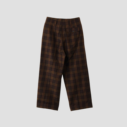 CHECK WOOL LINEN BLEND TROUSERS
