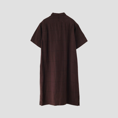 LARGE WINDOWPANE LINEN DRESS
