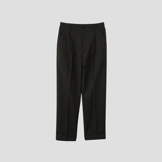 FINE CHECK WOOL TROUSERS