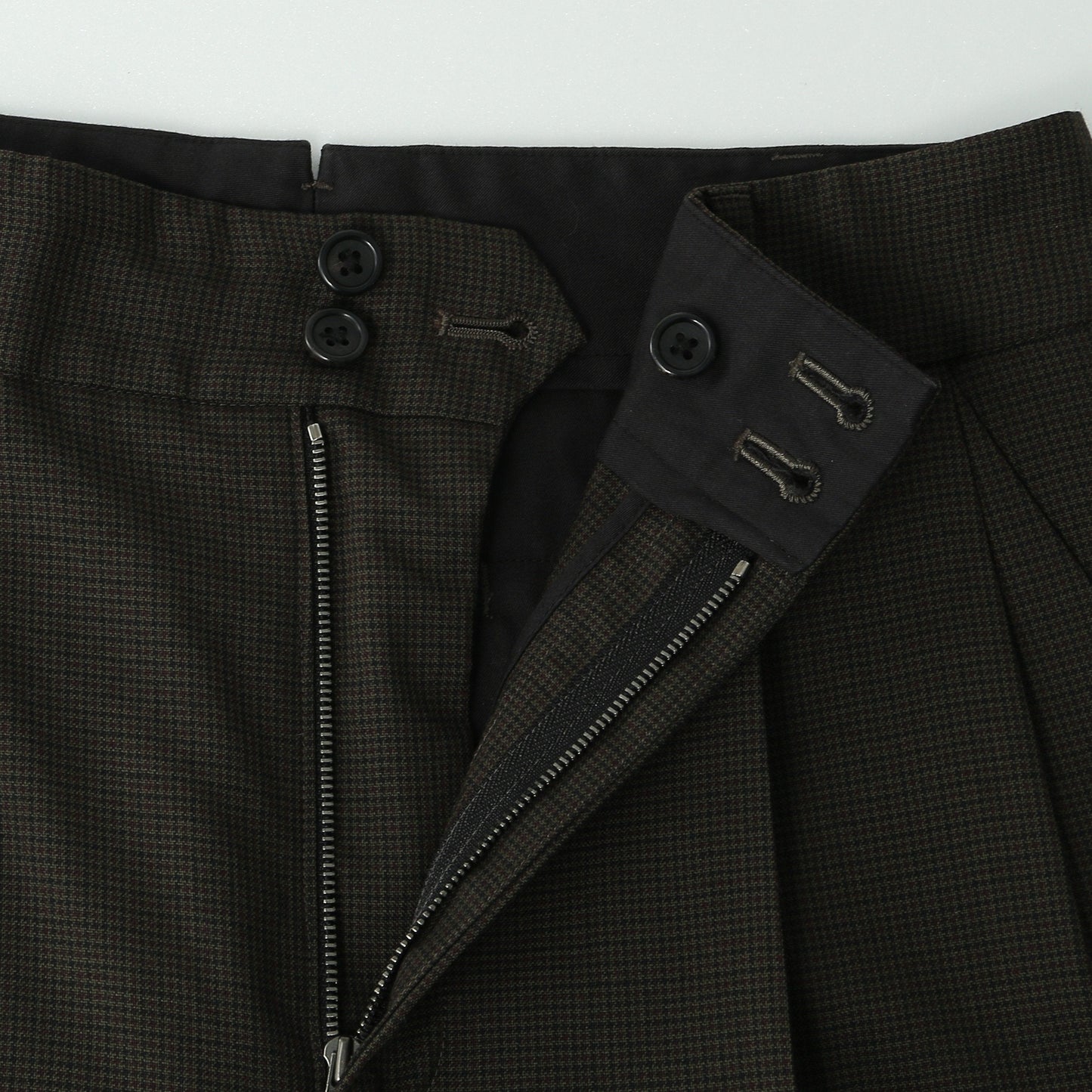 FINE CHECK WOOL TROUSERS