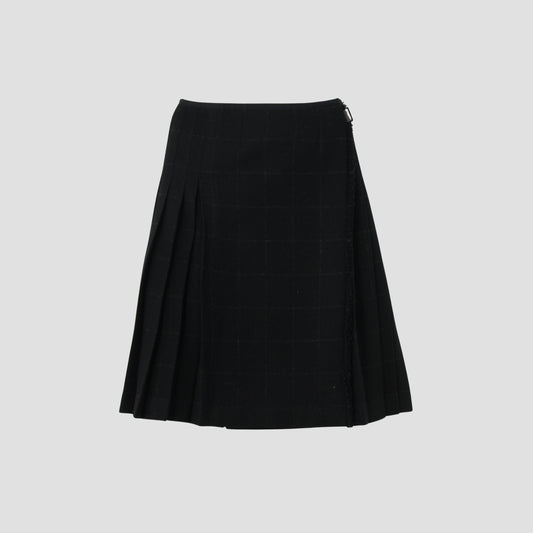 BLACK WINDOWPANE CHECK SKIRT