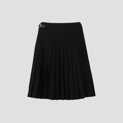 BLACK WINDOWPANE CHECK SKIRT